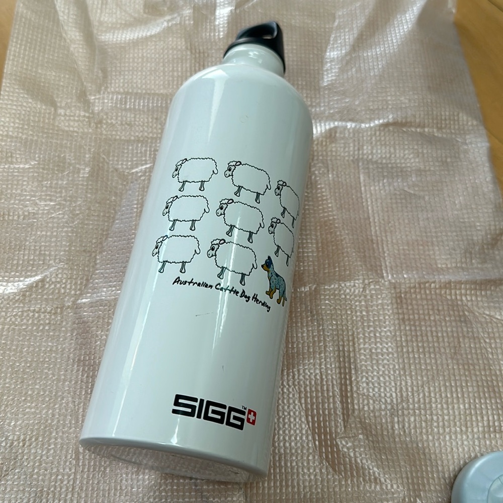 Vintage SIGG Swiss made aluminum water bottle Australian cattle dog design